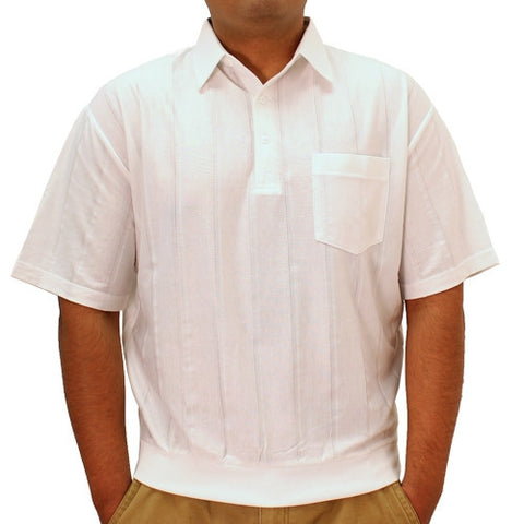 Big and Tall Tone on Tone Textured Knit Short Sleeve Banded Bottom Shirt