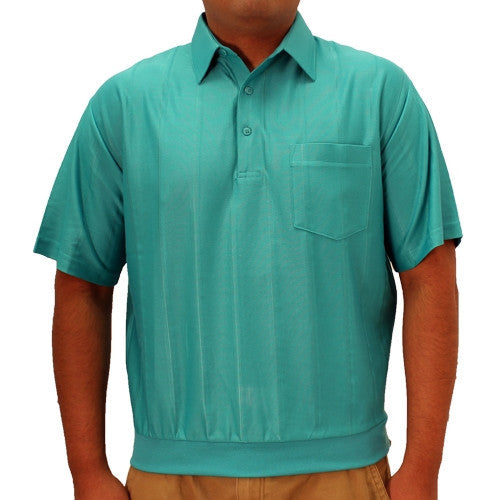 LD Sport Tone on Tone Textured Knit Short Sleeve Banded Bottom Shirt 6010-16 Jade