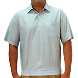 LD Sport Tone on Tone Textured Knit Short Sleeve Banded Bottom Shirt 6010-16 LTBlue