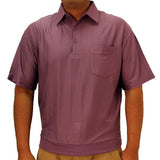 LD Sport Tone on Tone Textured Knit Short Sleeve Banded Bottom Shirt 6010-16 Plum