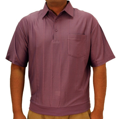 LD Sport Tone on Tone Textured Knit Short Sleeve Banded Bottom Shirt 6010-16 Plum