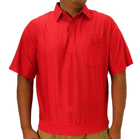 LD Sport Tone on Tone Textured Knit Short Sleeve Banded Bottom Shirt 6010-16 Red