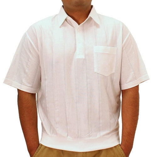 LD Sport Tone on Tone Textured Knit Short Sleeve Banded Bottom Shirt 6010-16 White