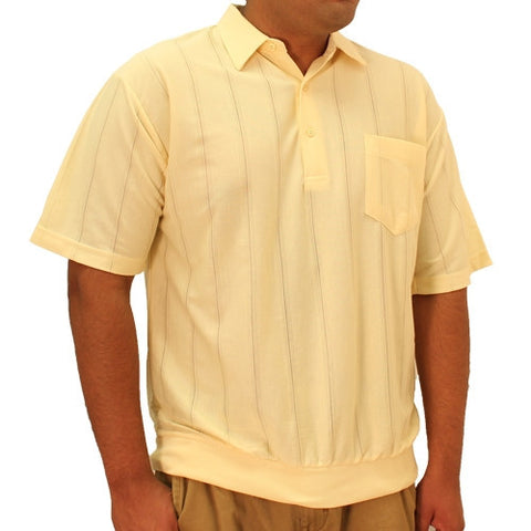LD Sport S/S Tone on Tone Textured Knit Banded Bottom- Yellow