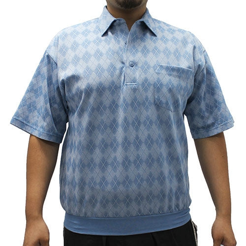 LD Sport Jacquard Short Sleeve Banded Bottom Shirt 6010-201 Blue