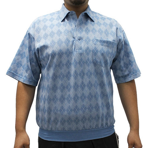 LD Sport Jacquard Short Sleeve Banded Bottom Shirt 6010-201 Blue