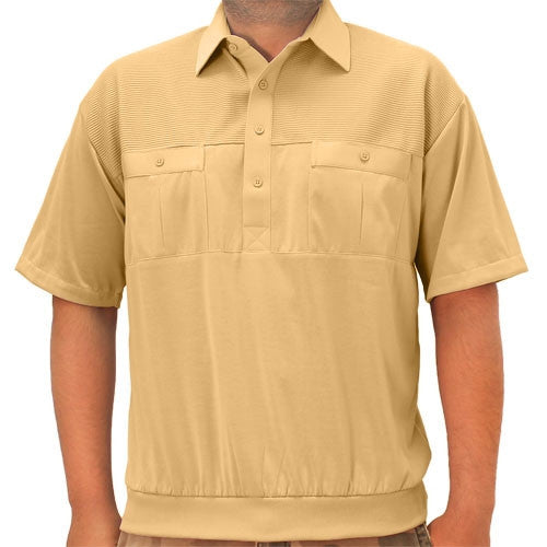 Classics by Palmland Two Pocket Knit Short Sleeve Banded Bottom Shirt  6010-656 Taupe