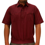 Classics by Palmland Two Pocket Short Sleeve Knit Banded Bottom Shirt 6010-656 Burgundy