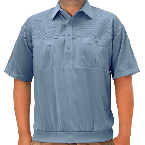 Classics by Palmland Two Pocket Knit Short Sleeve Banded Bottom Shirt 6010-656 Marine