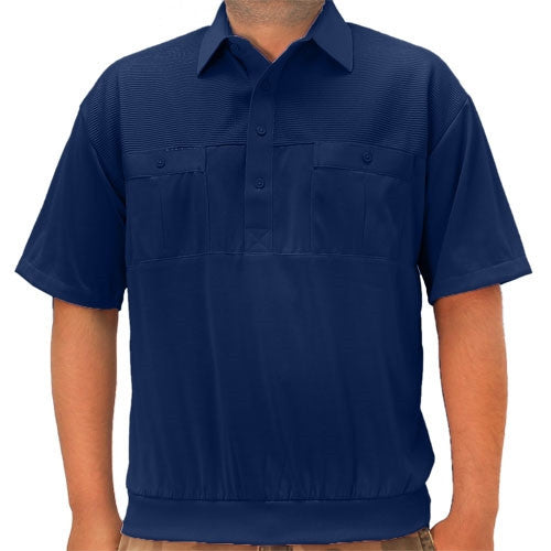 Classics by Palmland Two Pocket Knit Short Sleeve Banded Bottom Shirt 6010-656 Navy