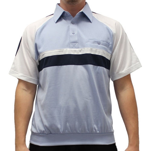 Classics By Palmland Knit Short Sleeve Banded Bottom Shirt 6010-671 LHBlue