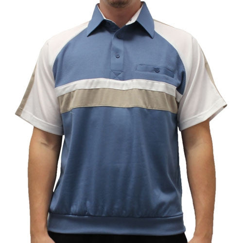 Classics By Palmland Knit Short Sleeve Banded Bottom Shirt 6010-671 Marine