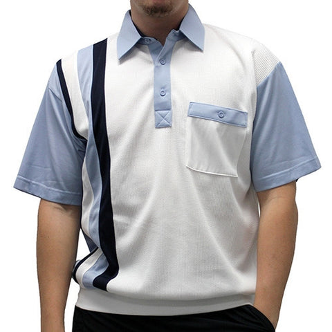 Classics By Palmland Knit Short Sleeve Banded Bottom Shirt 6010-682 LTBlue