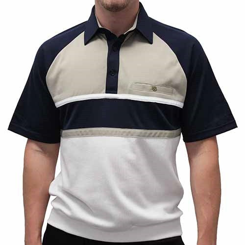 Classics By Palmland Knit Short Sleeve Banded Bottom Shirt 6010-694 Navy