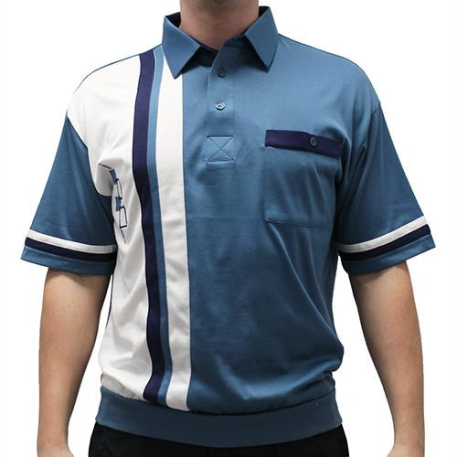 Classics By Palmland Knit Short Sleeve Banded Bottom Shirt 6010-BL17 Marine
