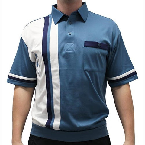 Classics By Palmland Knit Short Sleeve Banded Bottom Shirt 6010-BL17 Marine