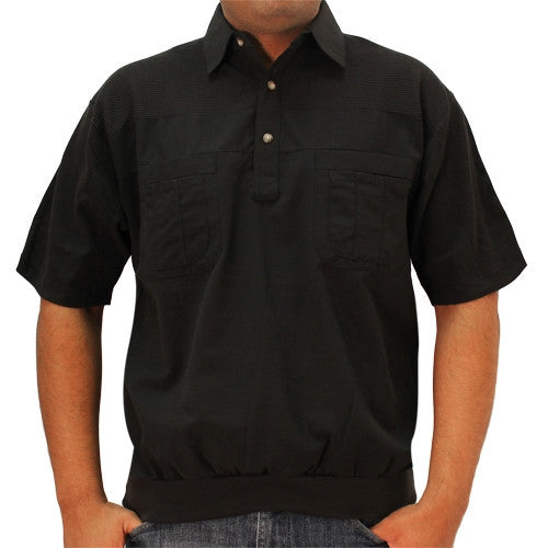 LD Sport 4 Pocket Woven Short Sleeve Banded Bottom Shirt 6030-200 Black