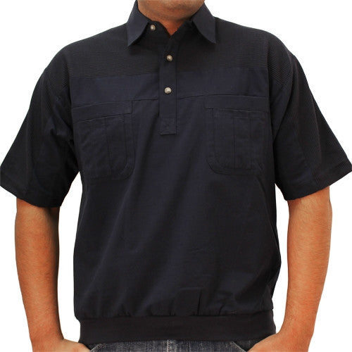 LD Sport 4 Pocket Woven Short Sleeve Banded Bottom Shirt 6030-200 Navy