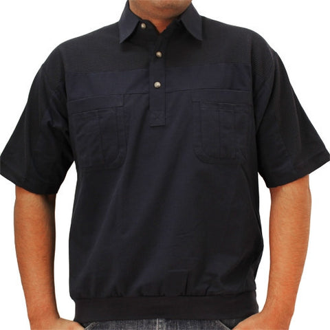 LD Sport 4 Pocket Woven Short Sleeve Banded Bottom Shirt 6030-200 Navy