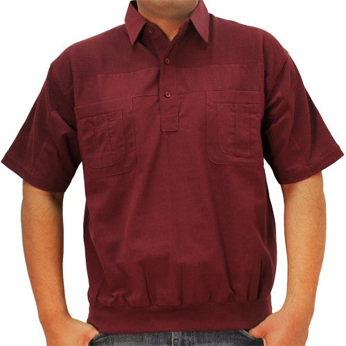 LD Sport 4 Pocket Woven Short Sleeve Banded Bottom Shirt 6030-200 Burgundy