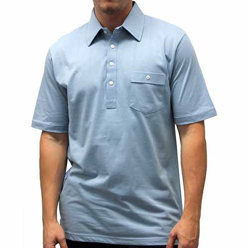 Palmland Solid Textured Short Sleeve Knit -MDBlue