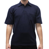 Safe Harbor Solid Textured Short Sleeve Banded Bottom Shirt 6070-218 Navy
