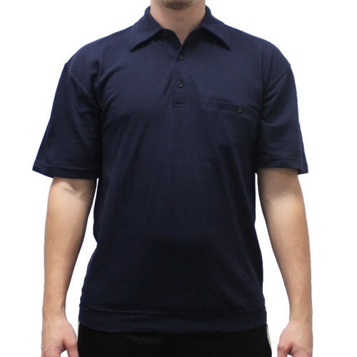 Safe Harbor Solid Textured Short Sleeve Banded Bottom Shirt 6070-218 Navy