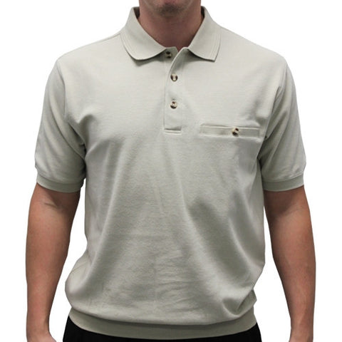 Safe Harbor Solid Textured Short Sleeve Banded Bottom Shirt 6070-219 Stone