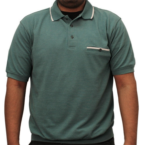 Safe Harbor Allover Short Sleeve Banded Bottom Shirt - 6070-227 SAGE