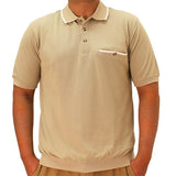 Safe Harbor Allover Short Sleeve Banded Bottom Shirt - 6070-229 TAUPE