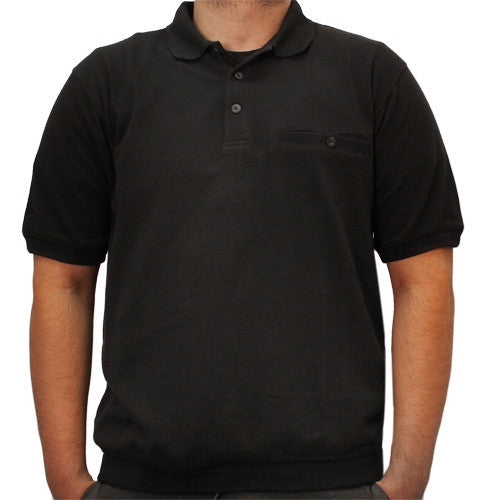 LD Sport Solid Pique Short Sleeve Banded Bottom Shirt 6070-237 Black