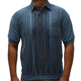 LD Sport Woven Short Sleeve Banded Bottom Polo Shirt 6090-252 Marine