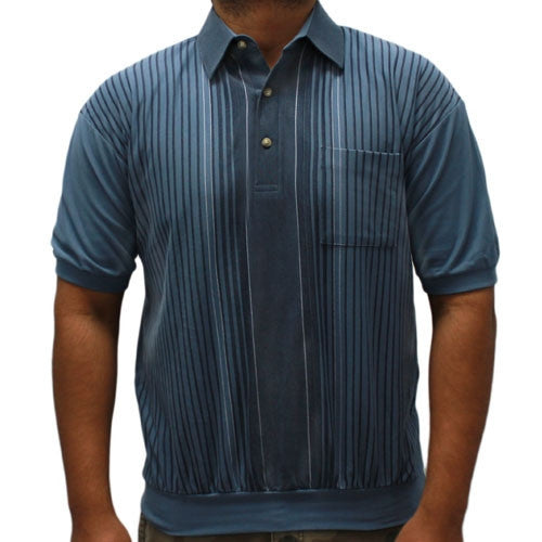 LD Sport Woven Short Sleeve Banded Bottom Polo Shirt 6090-252 Marine
