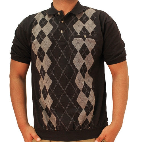 LD Sport Short Sleeve Jacquard Banded Bottom Shirt 6090-351 Black