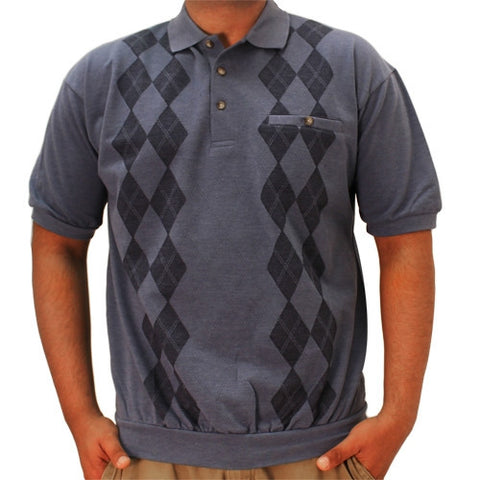 LD Sport Short Sleeve Jacquard Banded Bottom Shirt 6090-351 Blue
