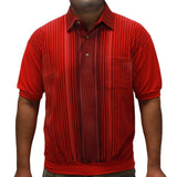 LD Sport Vertical Striped Short Sleeve Banded Bottom Shirt 6090-352 Red