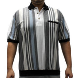 LD Sport Vertical Striped Short Sleeve Banded Bottom Shirt 6090-401 Black