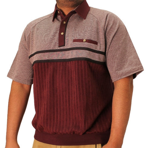 Classics by Palmland French Terry Short Sleeve Banded Bottom Shirt - 6090-450 Burgundy
