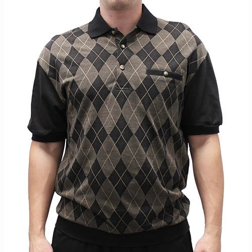 LD Sport  Allover Short Sleeve Banded Bottom Shirt 6090-500 Black