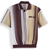 Classics By Palmland Short Sleeve  Vertical Short Sleeve Banded Bottom Shirt 6090-603 Burgundy
