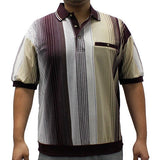 Classics By Palmland Short Sleeve  Vertical Short Sleeve Banded Bottom Shirt 6090-603 Burgundy