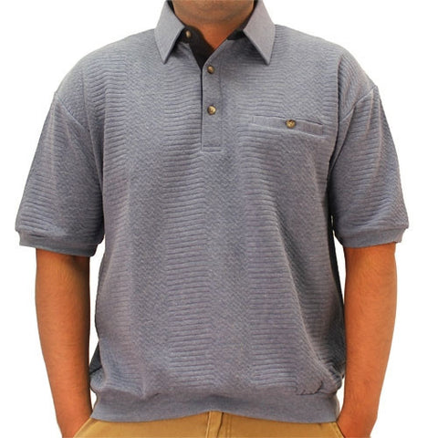 Classics by Palmland French Terry Short Sleeve  Banded Bottom Shirt 6090-780 Blue