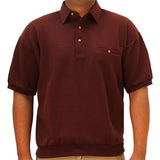Classics By Palmland Solid French Terry Short Sleeve Banded Bottom Polo Shirt 6090-780 Burgundy