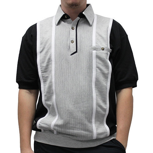 Classics By Palmland Short Sleeve Vertical Banded Bottom Shirt 6090BB-783 BLACK