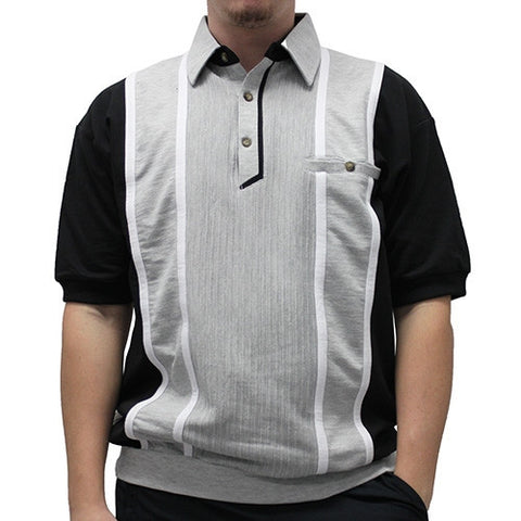 Classics By Palmland Short Sleeve Vertical Banded Bottom Shirt 6090BB-783 BLACK