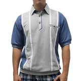 Classics By Palmland Short Sleeve Vertical Banded Bottom Shirt 6090BB-783 NAVY