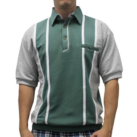 Classics By Palmland Short Sleeve Vertical Banded Bottom Shirt 6090BB-783 SAGE