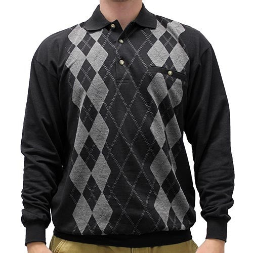 LD Sport Jacquard Long Sleeve Banded Bottom Shirt - 6094-106 Black