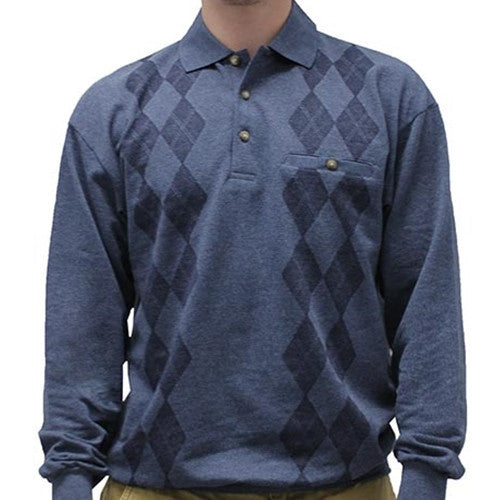 LD Sport Jacquard Long Sleeve Banded Bottom Shirt - 6094-106 Indigo