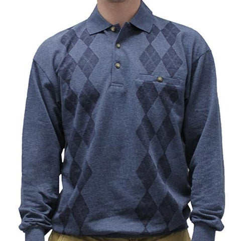 LD Sport Jacquard Long Sleeve Banded Bottom Shirt - 6094-106 Indigo